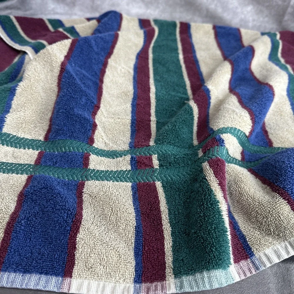 Canon Vintage Towel Set Wash Cloth Bath Green‎ Blue 90s 100% Cotton
